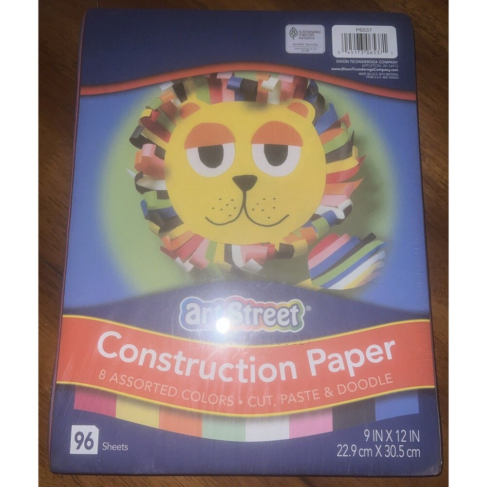 Art Street Construction Paper Size 9x12, 8 Assorted Colors. 96 Sheets.  New￼